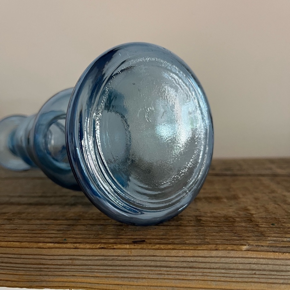 Elegant Blue Bubble Glass Candle Holder - Picture 4 of 6